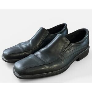 Black Men's Ecco Dress Shoes Leather Slip-On's Apron Toe Helsinki Size 47/US 14